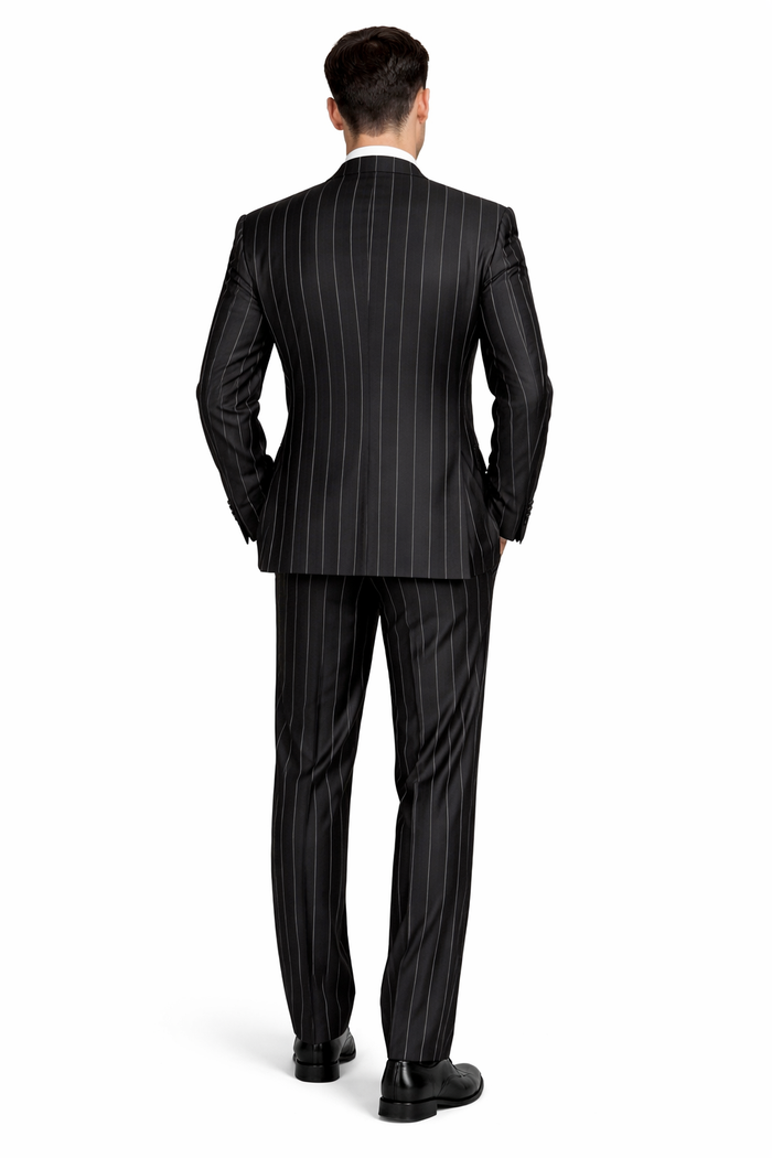 Rossi Man Max RM1728 Slim Fit 3-Piece Mens Suit in Black Stripe