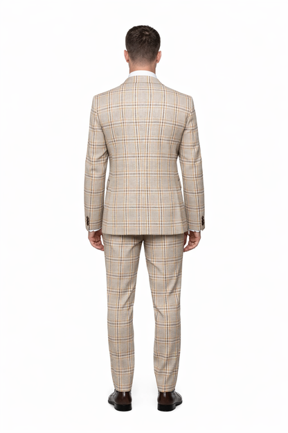Rossi Man MAX RM1824 Slim Fit 3-Piece Light Brown Suit ?? Elegant Formalwear for Men