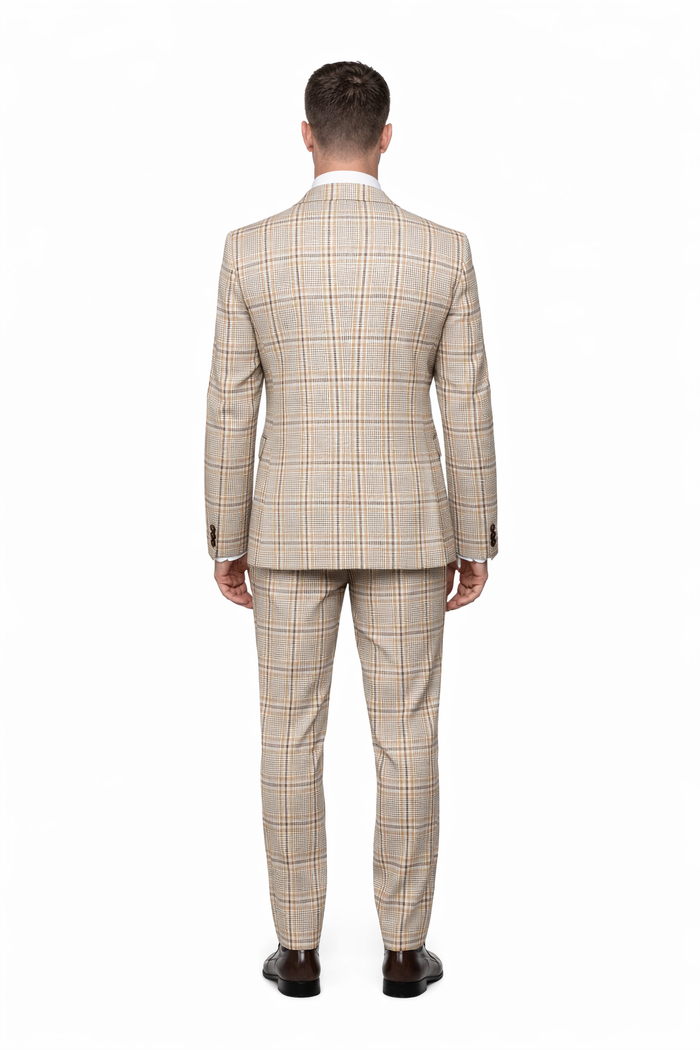 Rossi Man MAX RM1824 Slim Fit 3-Piece Light Brown Suit ?? Elegant Formalwear for Men