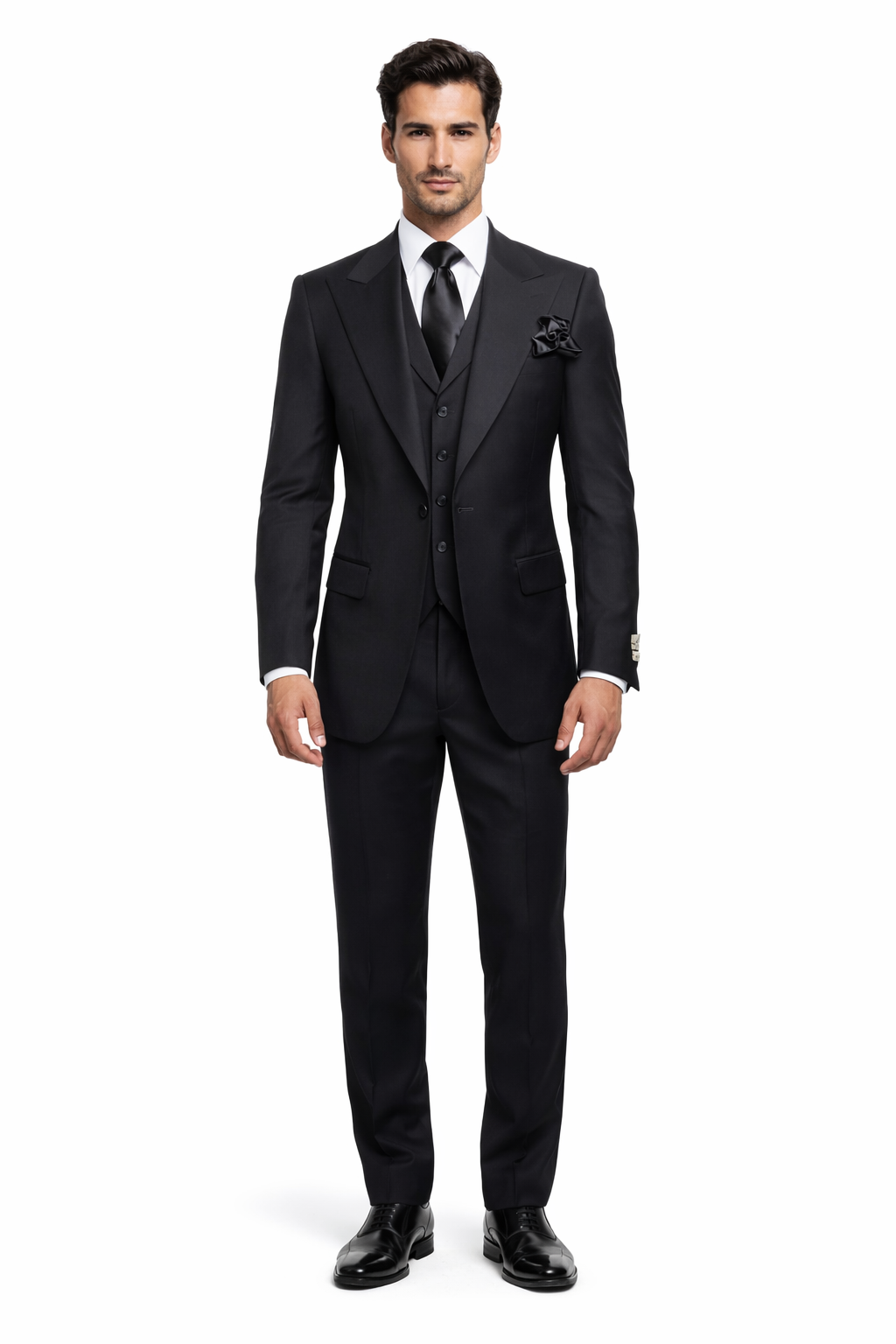 Rossi Man RM2301 ?? Sam Collection Men??s Slim Fit Formal Suit in Black