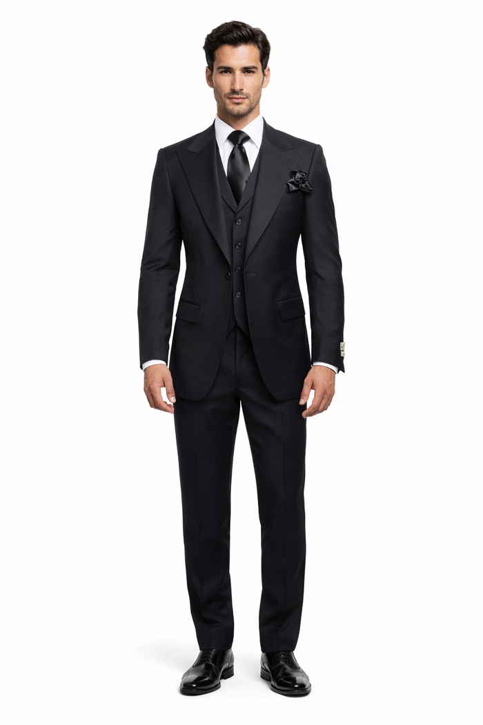 Rossi Man RM2301 ?? Sam Collection Men??s Slim Fit Formal Suit in Black