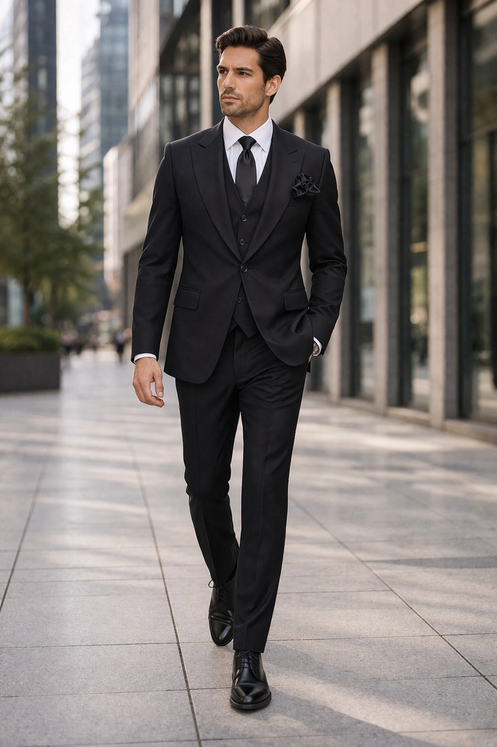 Rossi Man RM2301 ?? Sam Collection Men??s Slim Fit Formal Suit in Black