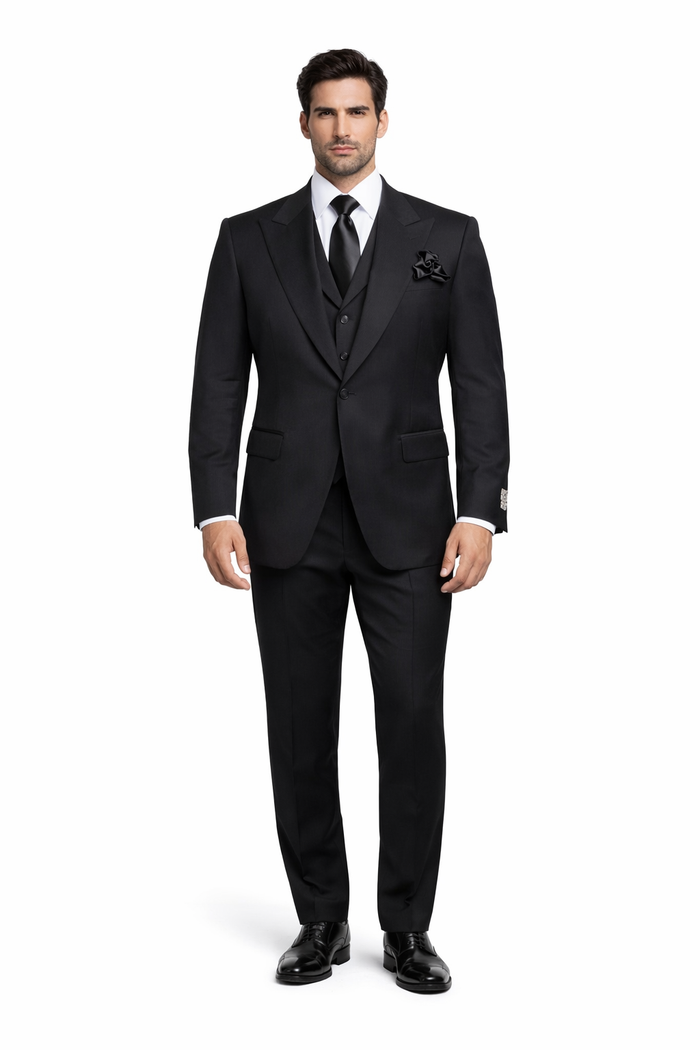 Rossi Man RM2301 ?? Sam Collection Men??s Slim Fit Formal Suit in Black