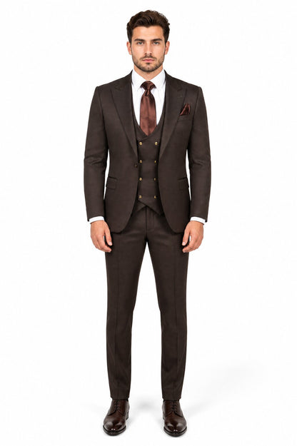 Rossi Man BOND RM1753 Slim Fit 3-Piece Suit - 1-Button Peak Lapel, Modern Formalwear for Men