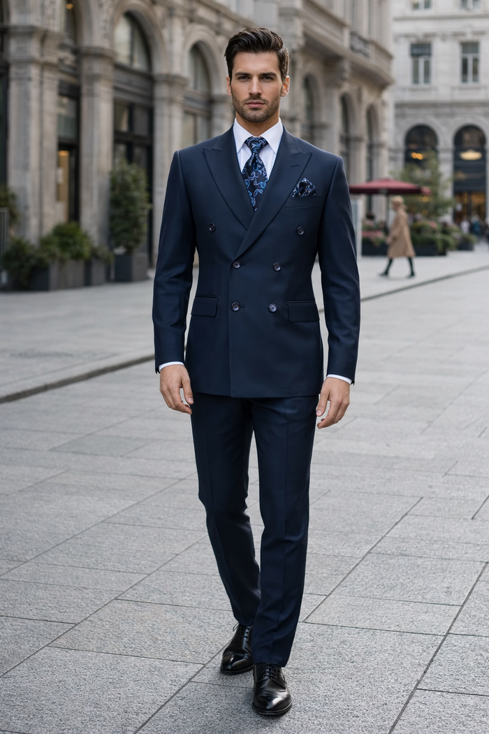 Rossiman Men's Blue Slim Fit Suit ?? Modern Tailored Formalwear