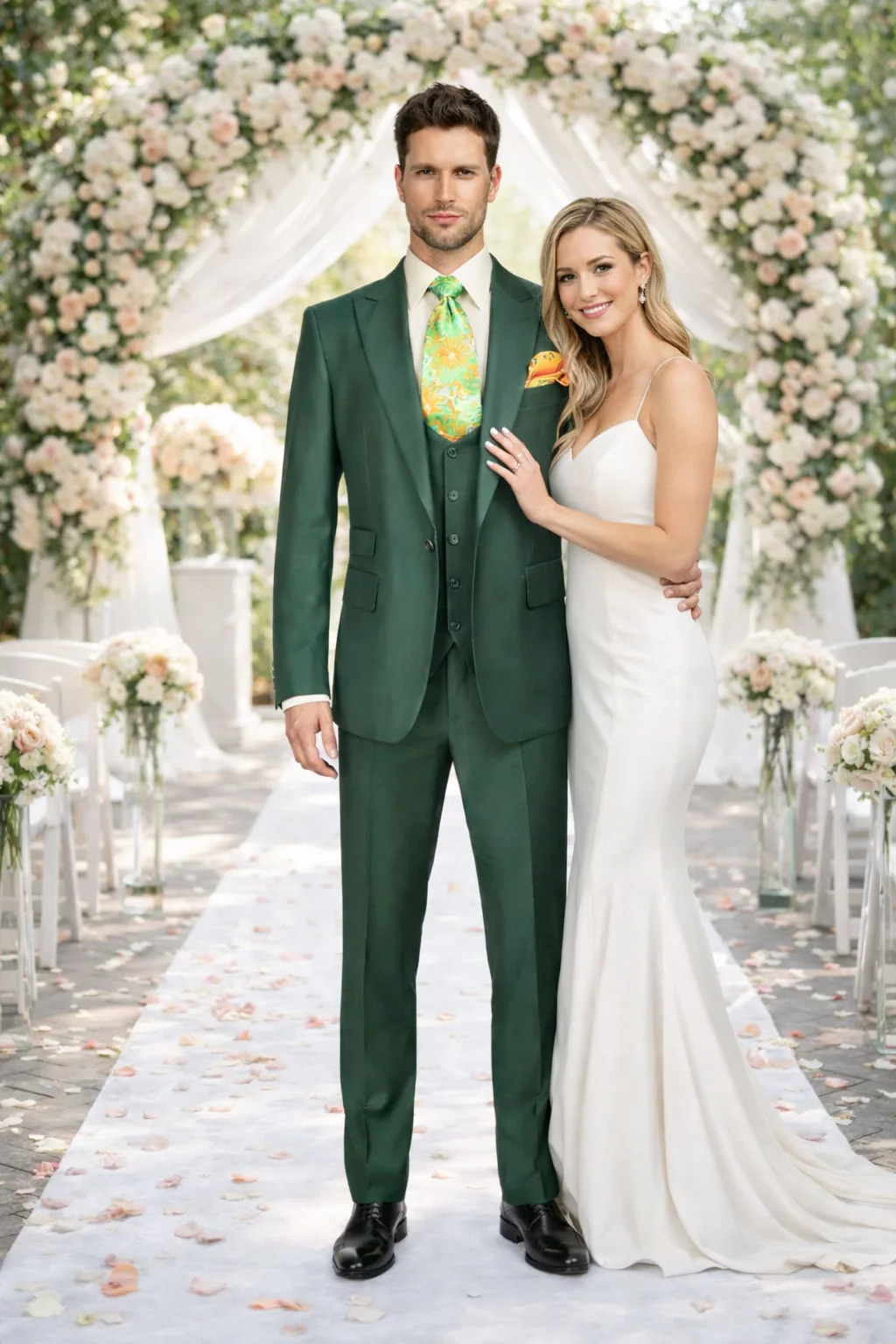 Rossiman Hunter Green Slim Fit Men's Suit ?? 3-Piece Vested Set with Flat Front Trousers