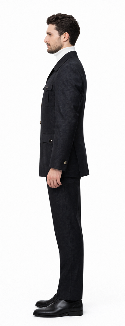 Rossi Man Casual Two Piece Black Color Suit