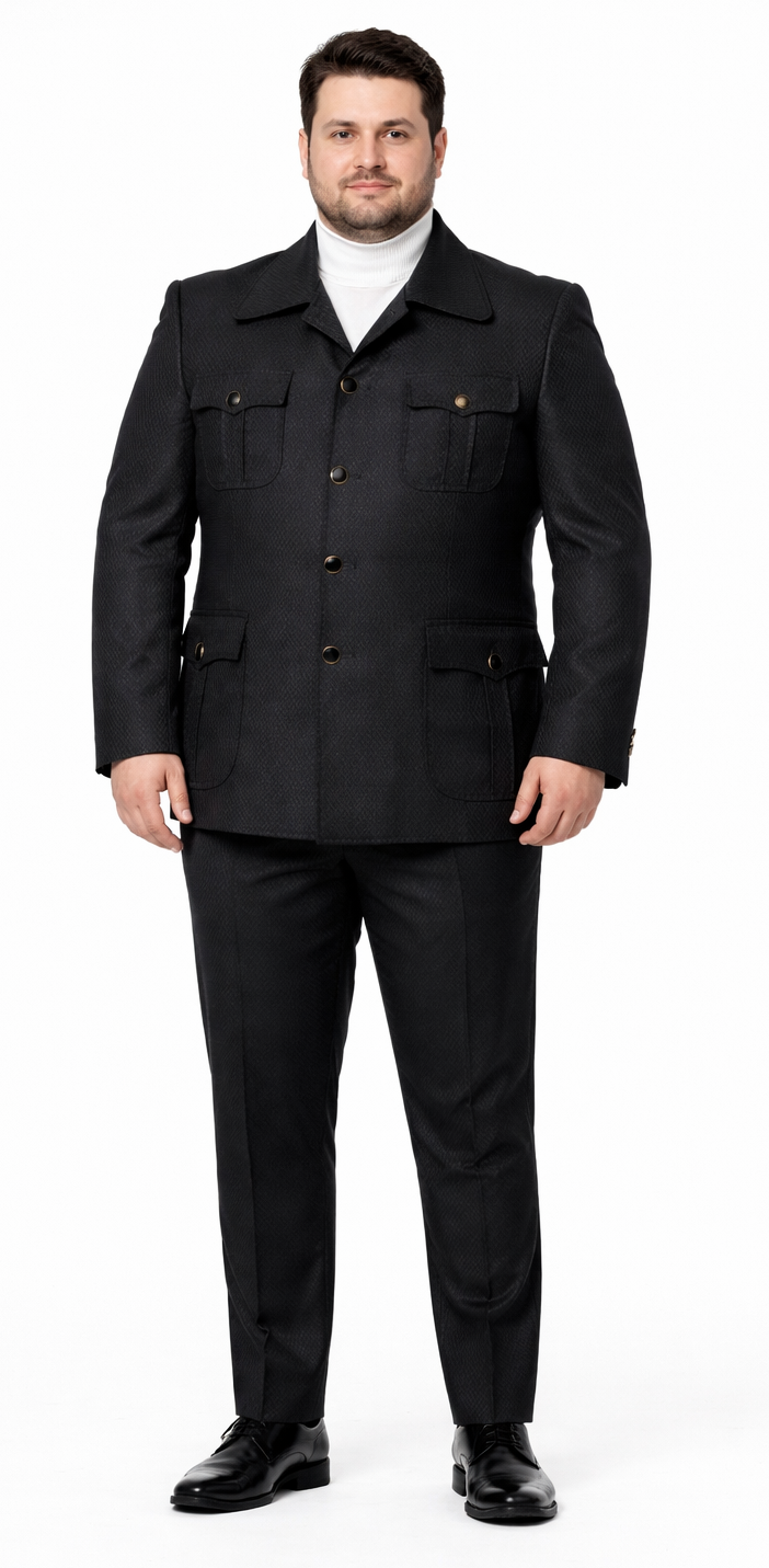 Rossi Man Casual Two Piece Black Color Suit