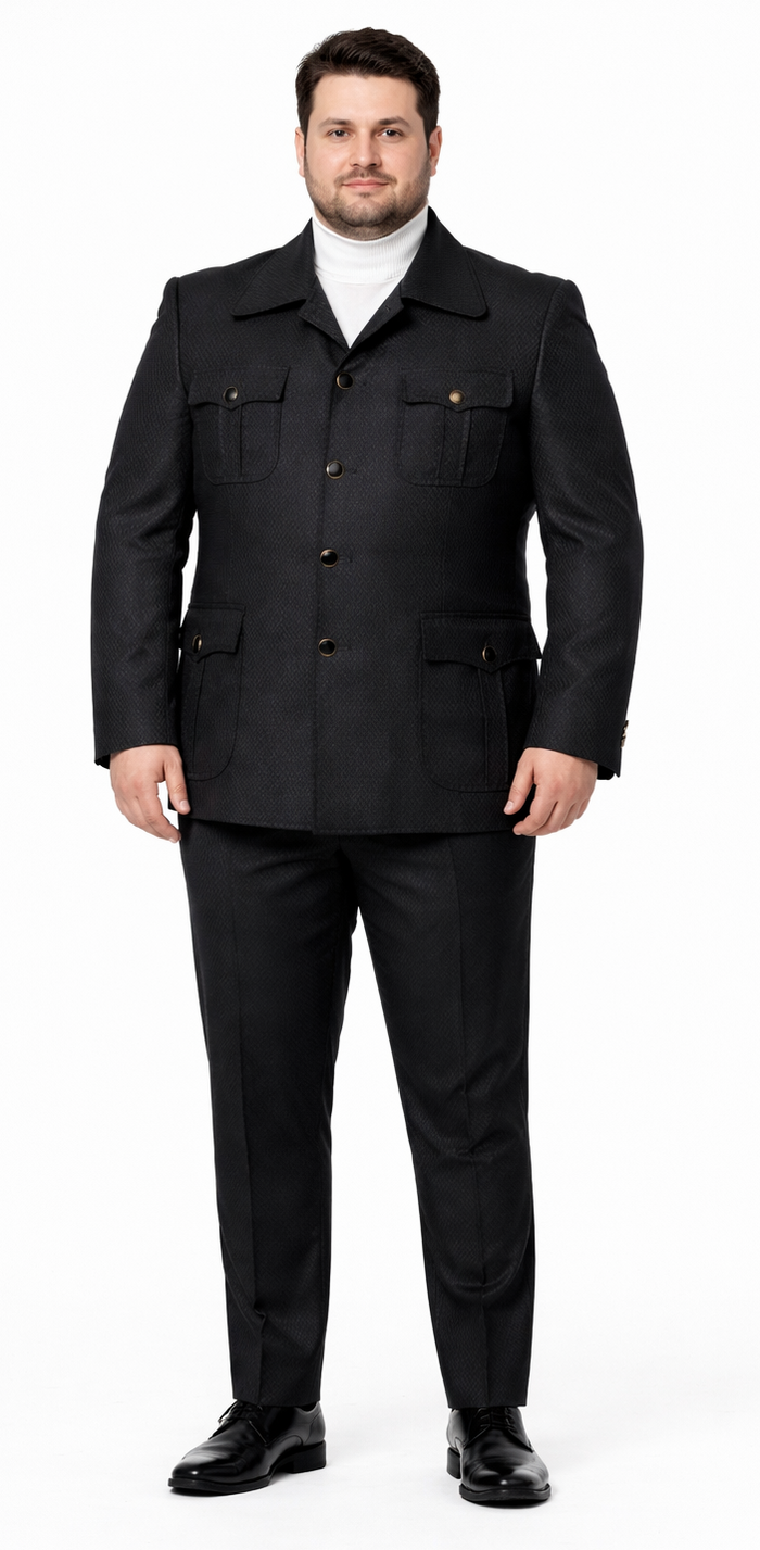 Rossi Man Casual Two Piece Black Color Suit