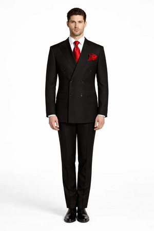 Rossiman Mens Formal Black Slim Fit Suit 3-Piece with Stylish Vest & Trousers