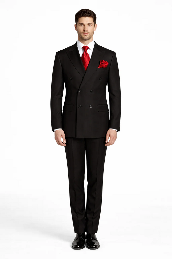 Rossiman Mens Formal Black Slim Fit Suit 3-Piece with Stylish Vest & Trousers