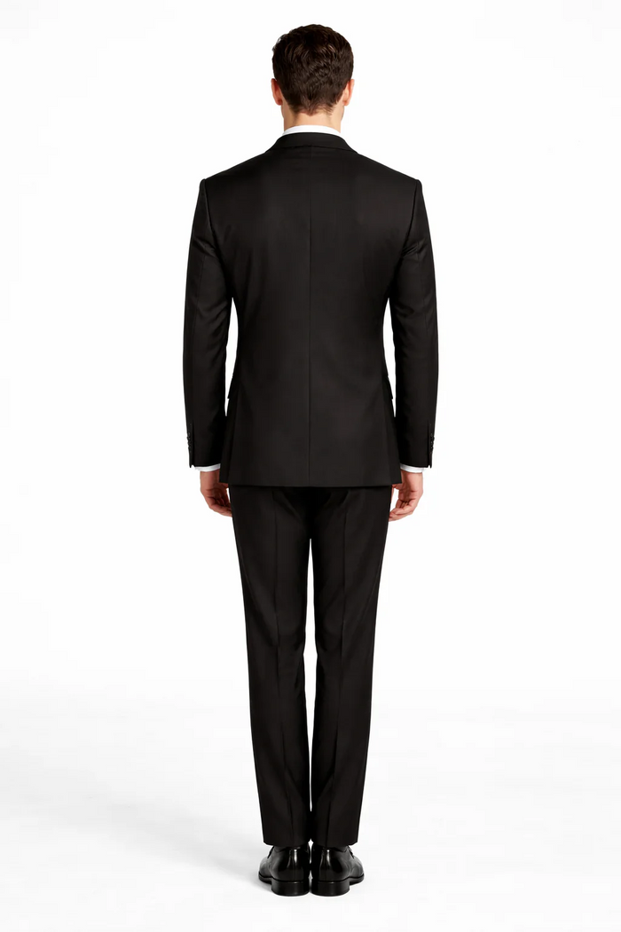 Rossiman Mens Formal Black Slim Fit Suit 3-Piece with Stylish Vest & Trousers
