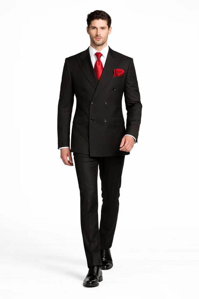 Rossiman Mens Formal Black Slim Fit Suit 3-Piece with Stylish Vest & Trousers