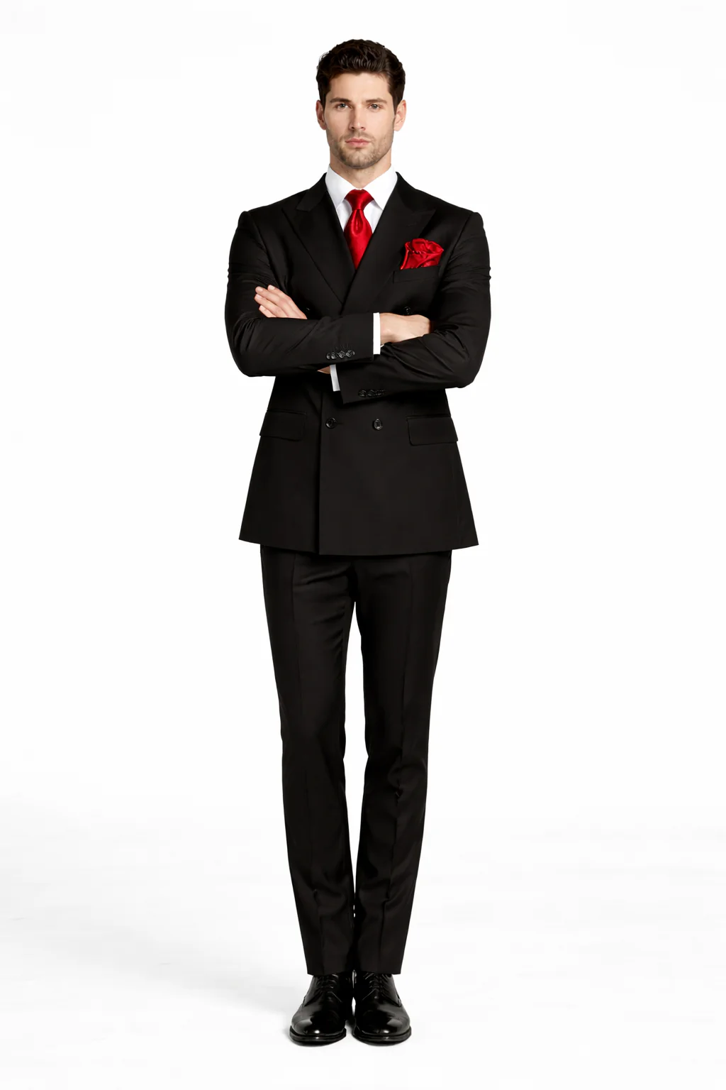 Rossiman Mens Formal Black Slim Fit Suit 3-Piece with Stylish Vest & Trousers