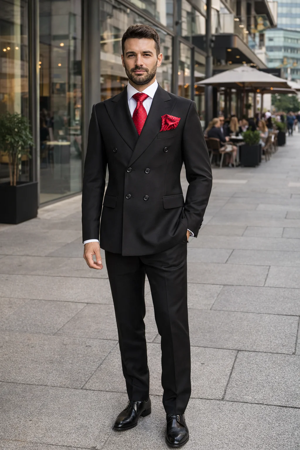 Rossiman Mens Formal Black Slim Fit Suit 3-Piece with Stylish Vest & Trousers