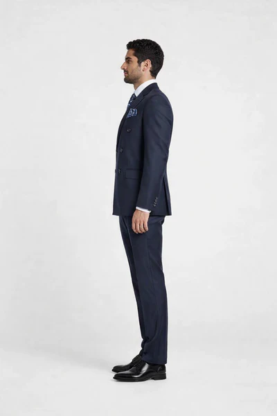 Rossiman Blue Men's Suit Double Breasted Slim Fit