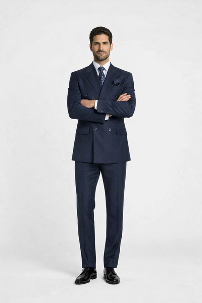 Rossiman Blue Men's Suit Double Breasted Slim Fit