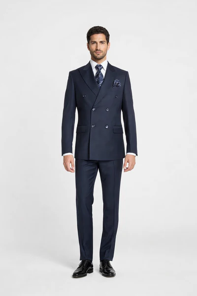 Rossiman Blue Men's Suit Double Breasted Slim Fit
