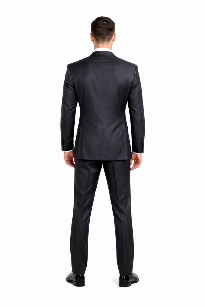 Rossiman Men's Dark Gray Slim Fit Suit Vested Flat Front Pants