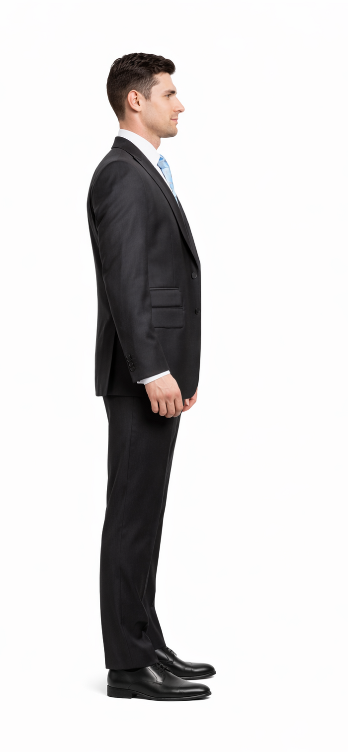 Rossiman Men's Dark Gray Slim Fit Suit Vested Flat Front Pants