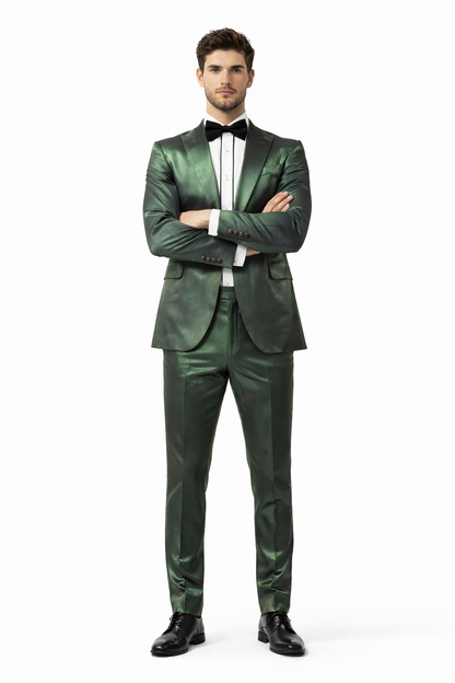 Rossiman Suit - Sateen Suit - Green Shiny Suit