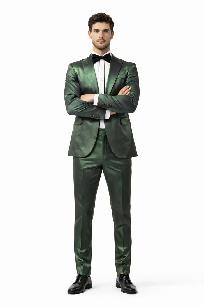 Rossiman Suit - Sateen Suit - Green Shiny Suit