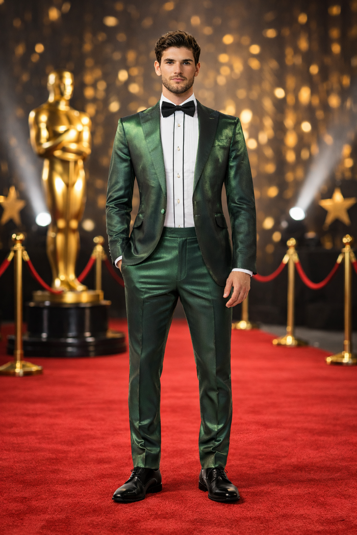 Rossiman Suit - Sateen Suit - Green Shiny Suit