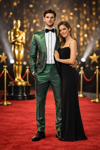 Rossiman Suit - Sateen Suit - Green Shiny Suit