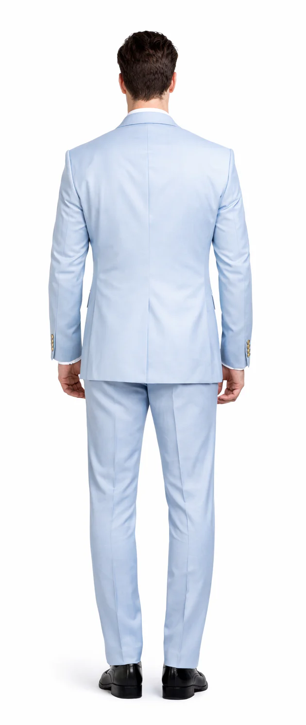 Rossiman Light Blue Men's Suit Double Breasted Slim Fit