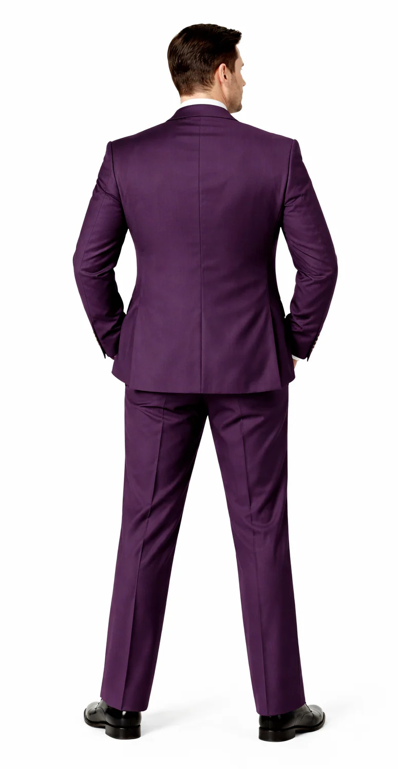 Plum Suit - Purple Suit With Gold Buttons With Double Breasted Vest - Rossiman Suits