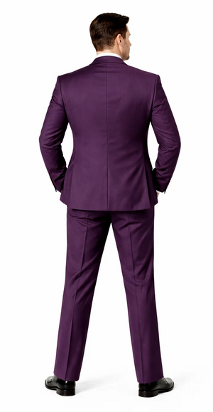 Plum Suit - Purple Suit With Gold Buttons With Double Breasted Vest - Rossiman Suits