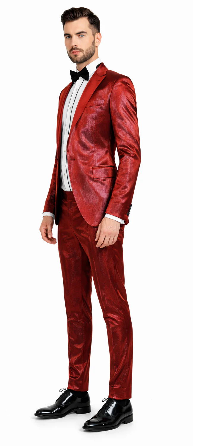Rossiman Suit - Sateen Suit - Red Shiny Suit