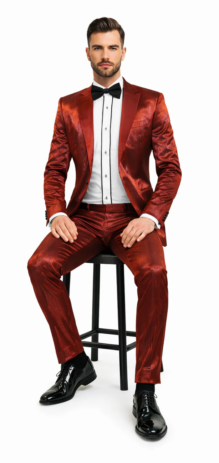 Rossiman Suit - Sateen Suit - Red Shiny Suit