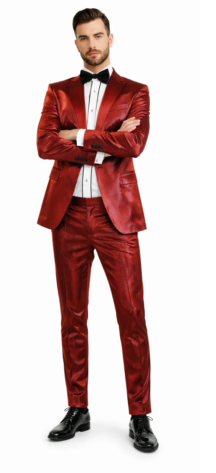 Rossiman Suit - Sateen Suit - Red Shiny Suit