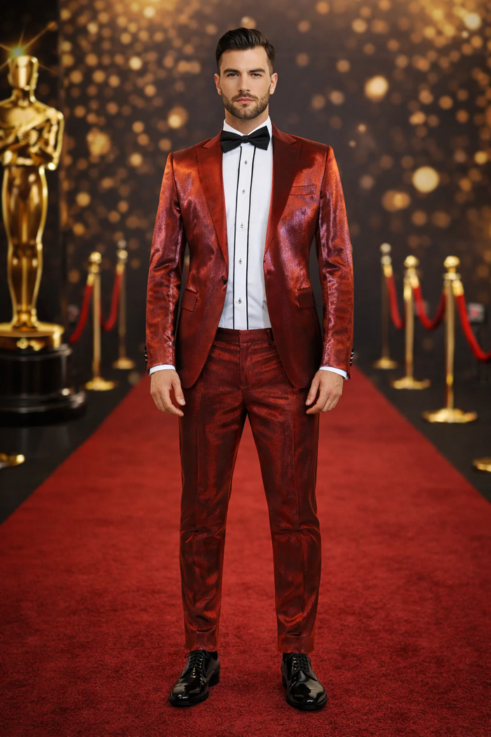 Rossiman Suit - Sateen Suit - Red Shiny Suit