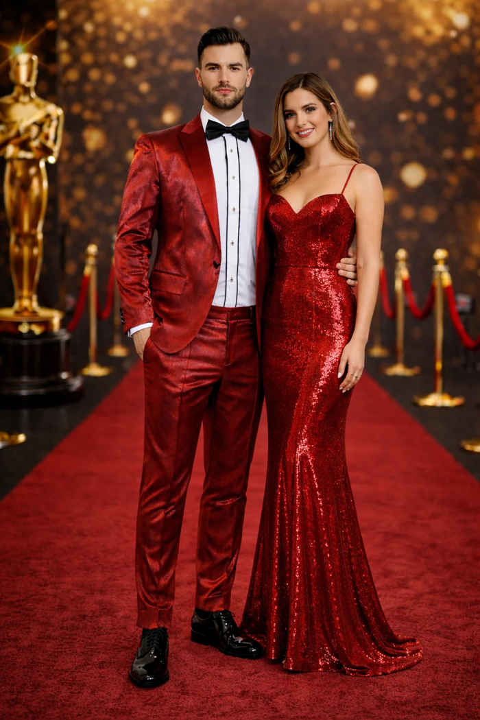 Rossiman Suit - Sateen Suit - Red Shiny Suit