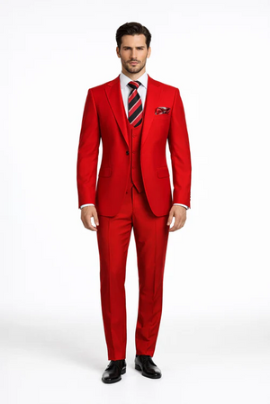 Rossiman Red Men's Suit Double Breasted Slim Fit