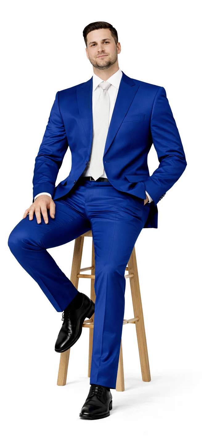 Rossiman Suit - Sateen Suit - Royal Blue Shiny Suit