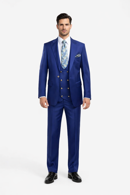 Rossiman Royal Blue Men's Suit Double Breasted Slim Fit