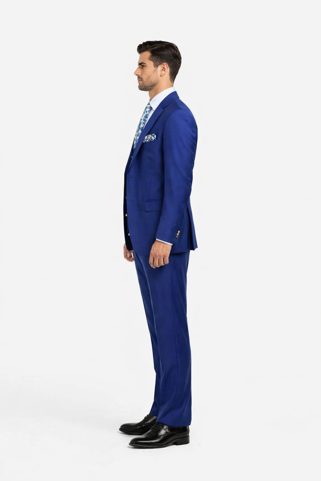Rossiman Royal Blue Men's Suit Double Breasted Slim Fit