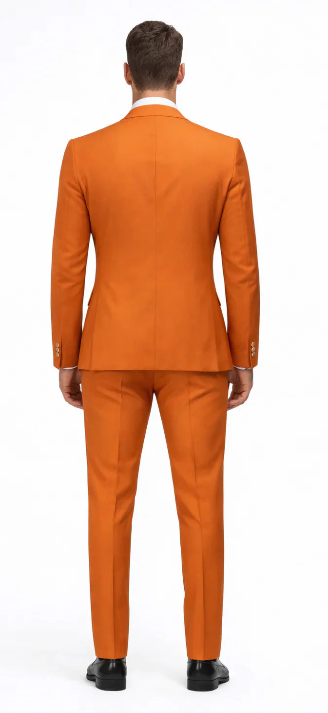 Rossiman Rust Men's Slim Fit Suit Double Breast Vest Flat Front Pants