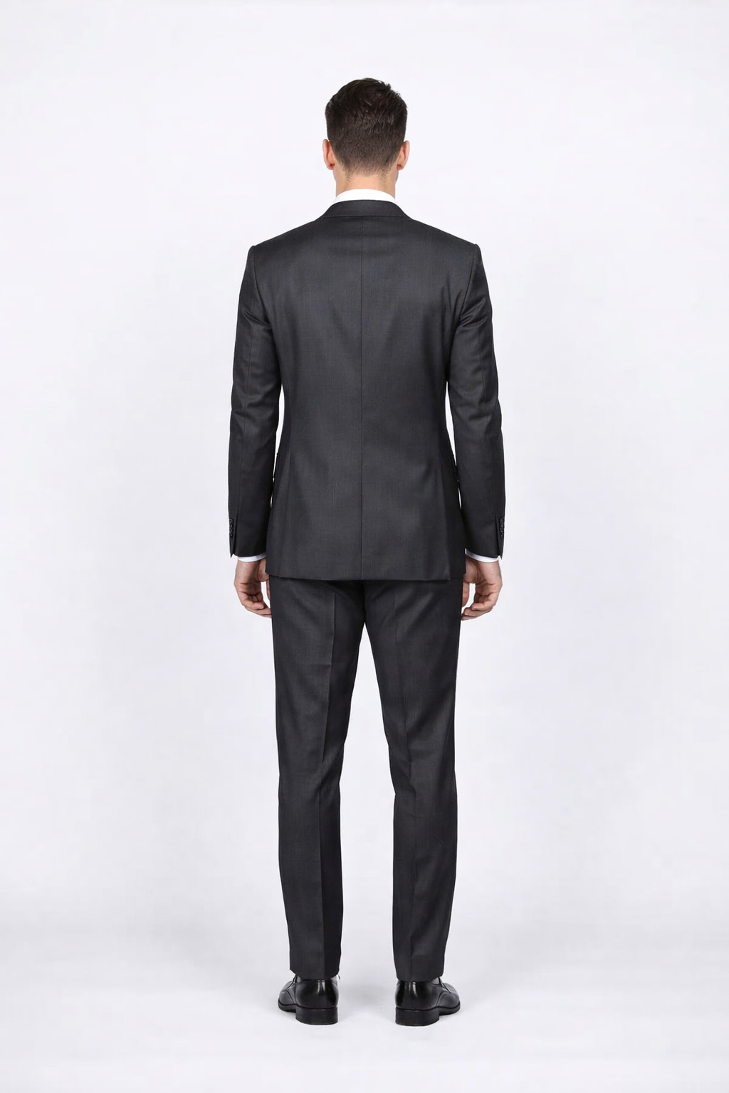 Rossiman Men's Slim Fit Gray Wool Suit ?? 1-Button Peak Lapel Jacket & Tapered Low-Rise Pants