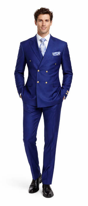 Rossiman Royal Blue Men's Suit Double Breasted Slim Fit