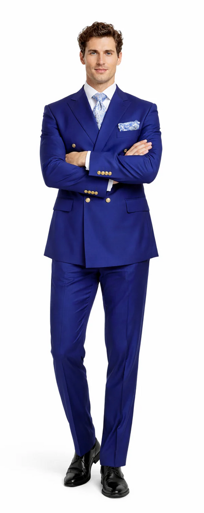 Rossiman Royal Blue Men's Suit Double Breasted Slim Fit