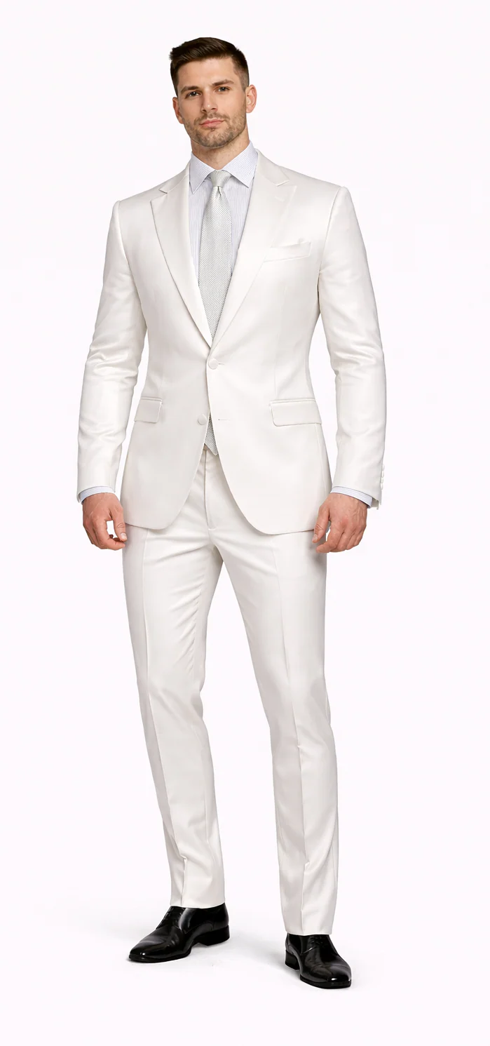 Rossiman Men's Royal Blue Glossy Sateen Suit - Bold & Refined Look