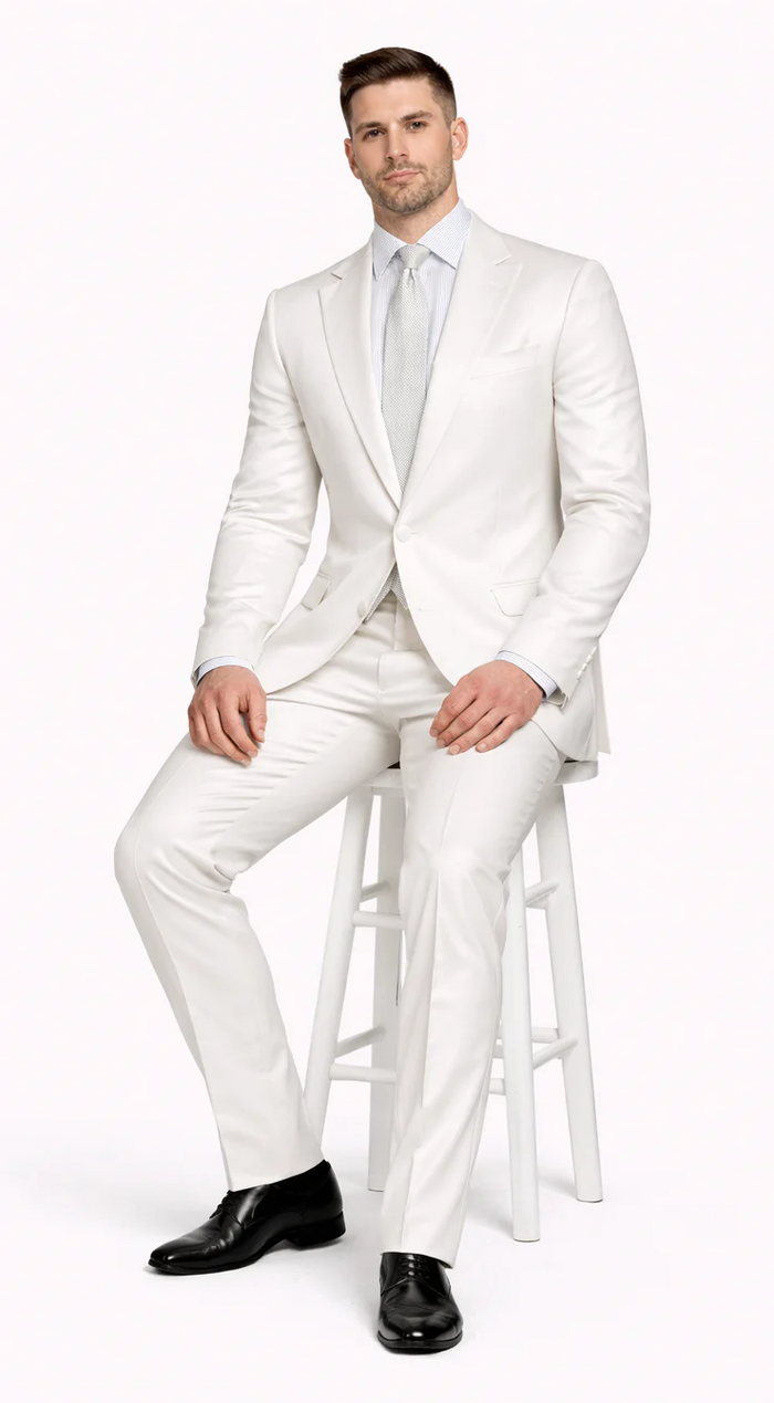 Rossiman Men's Royal Blue Glossy Sateen Suit - Bold & Refined Look