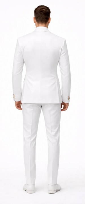 Rossiman White Men's Suit Double Breasted Slim Fit