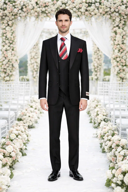 Black 3-Piece Suit for Men ?? Rossi Man CYRUS RM101 with Classic Styling