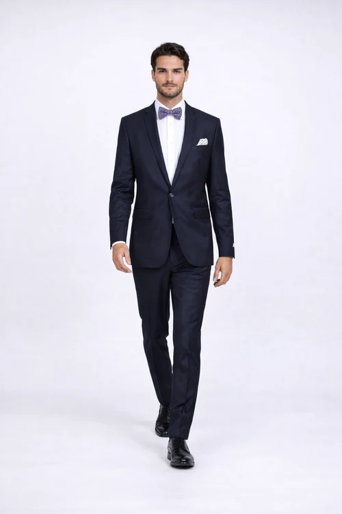 Rossiman Rossi Navy Blue Slim Fit Suit ?? Peak Lapel Tailored Formalwear for Men