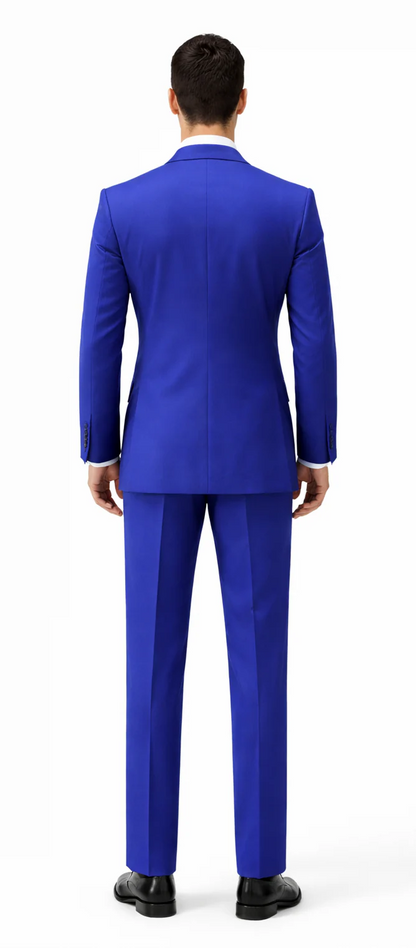 Rossiman Royal Blue Suit for Men ?? Classic 1-Button Peak Lapel Jacket & Double-Breasted Vest